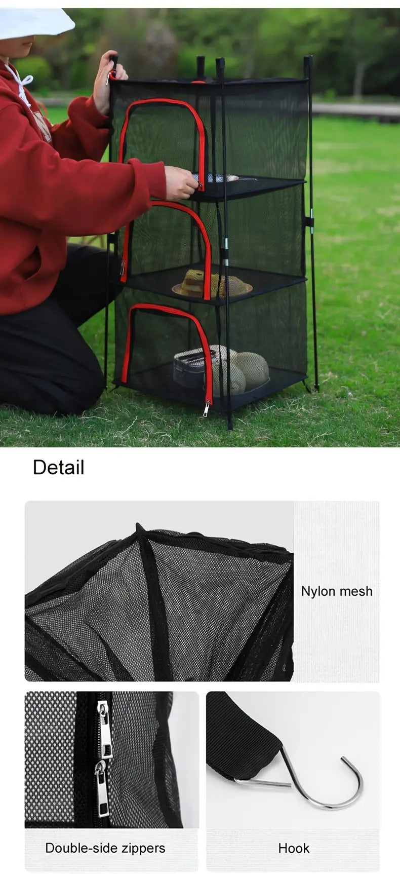 3-Tier Camping Storage Net Foldable Hanging Rack Camping & Hiking - Tophatter Daily Deals