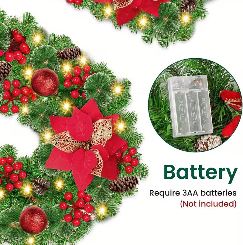 Artificial Christmas Garland with LED Lights Christmas - Tophatter Daily Deals