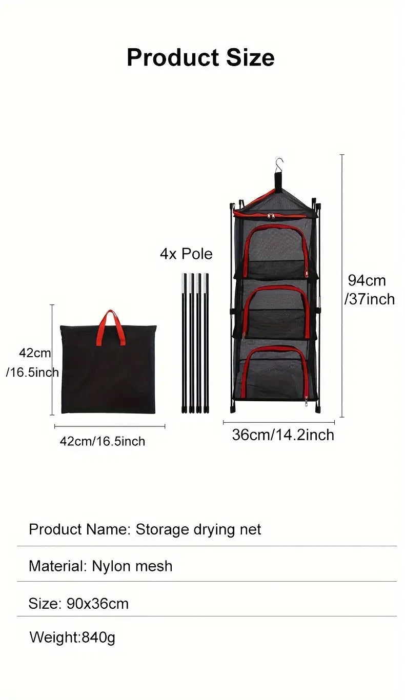 3-Tier Camping Storage Net Foldable Hanging Rack Camping & Hiking - Tophatter Daily Deals