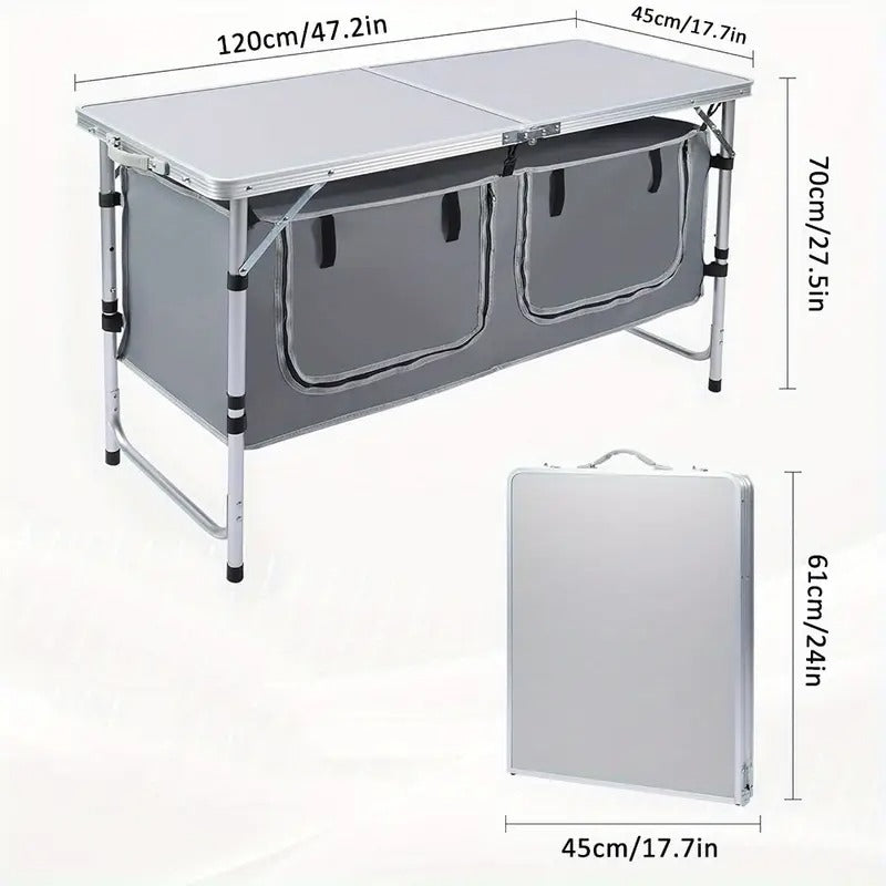 Folding Aluminum Table with Storage Cabinet Folding Tables - Tophatter Daily Deals