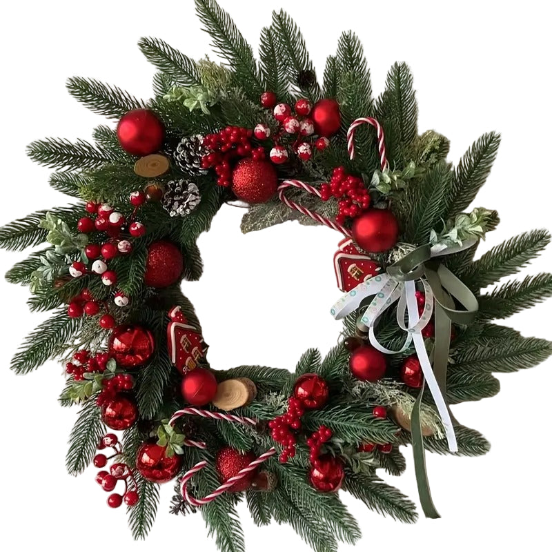 Christmas Wreath with Red Berries and Pine Cones Christmas - Tophatter Daily Deals