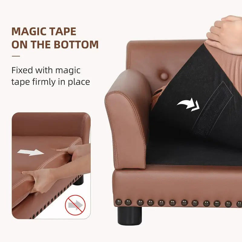 Leather Large Dog Sofa Lounge with Cushion Pet Beds - Tophatter Daily Deals