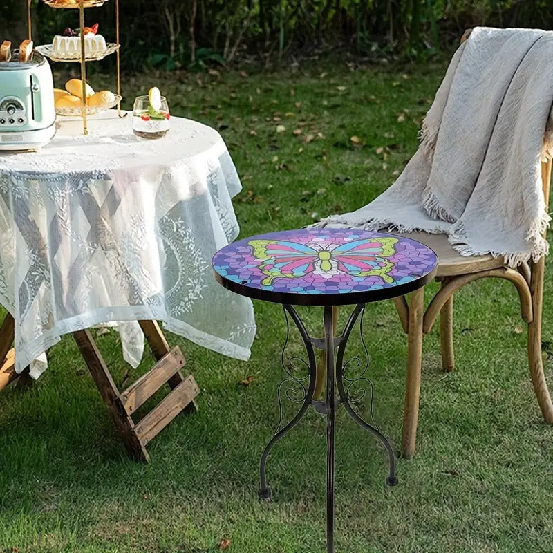 Handcrafted Mosaic Mini Glass Side Table Furniture > Outdoor > Outdoor Tables - Tophatter Daily Deals