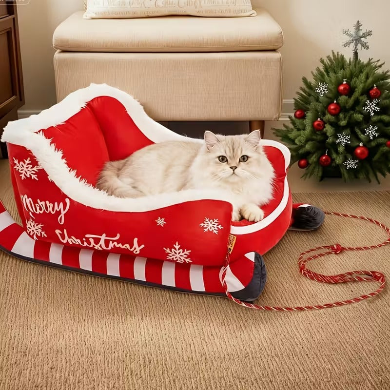 Holiday Christmas Plush Sled Dog Bed Red Christmas - Tophatter Daily Deals