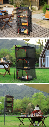3-Tier Camping Storage Net Foldable Hanging Rack Camping & Hiking - Tophatter Daily Deals