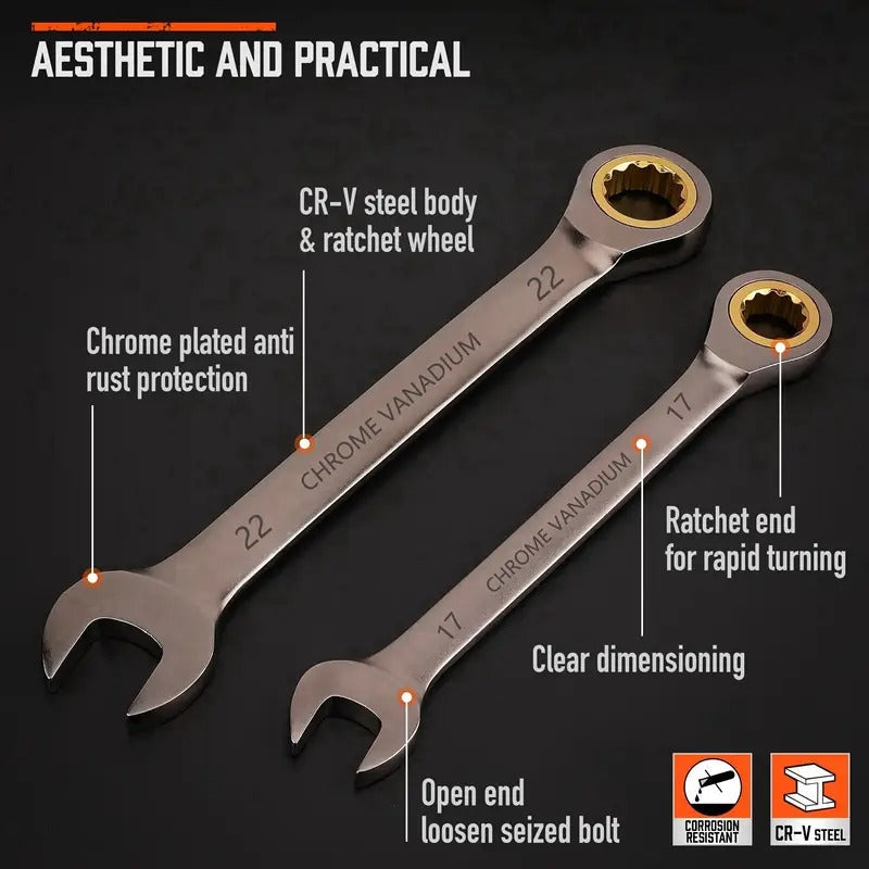 12pcs Ratcheting Wrench Set Metric & SAE Auto Accessories > Tools - Tophatter Daily Deals