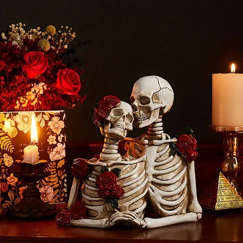 Rose Skull Figurine Holding Hands Halloween Decor Halloween - Tophatter Daily Deals