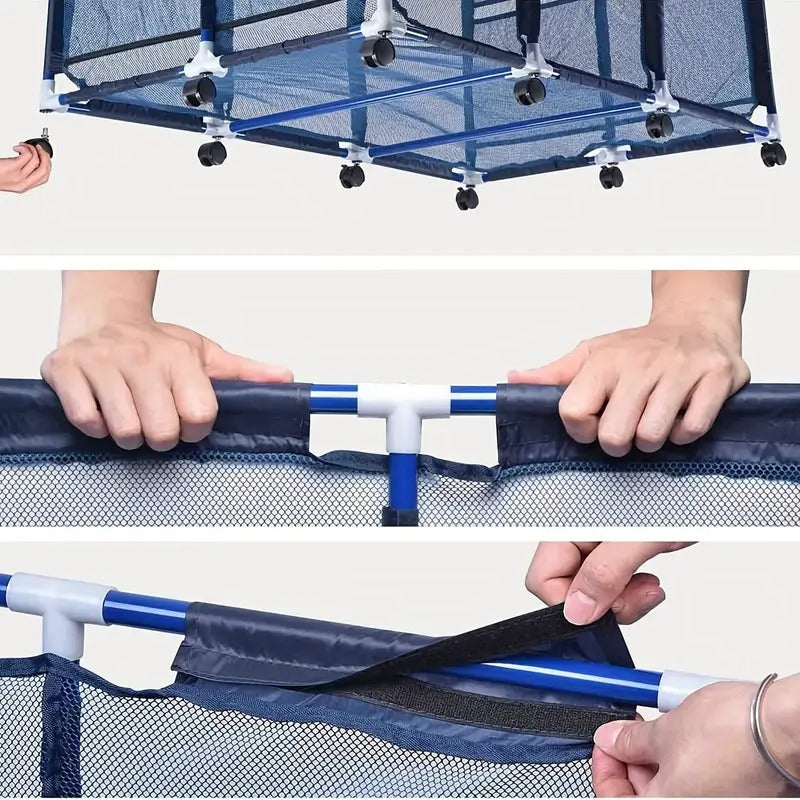 Mesh Pool Storage Organizer Cart with Wheels Pool & Spa Accessories - Tophatter Daily Deals