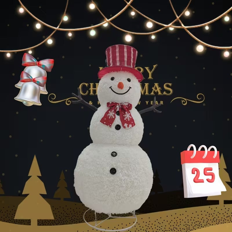 Red & White Striped Top Hat Snowman Decoration Christmas - Tophatter Daily Deals