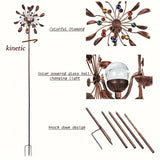Solar Powered Metal Wind Spinner with LED Lights Outdoor & Garden Decor - Tophatter Daily Deals