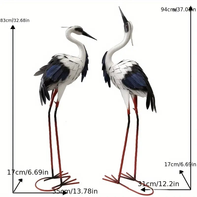 Crane Statues Iron Garden Decor (2pcs) Lawn Ornaments & Garden Sculptures - Tophatter Daily Deals