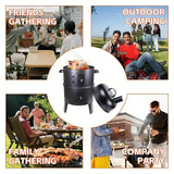 Charcoal BBQ Smoker Cast Iron Grill with Lid Outdoor Grills - Tophatter Daily Deals