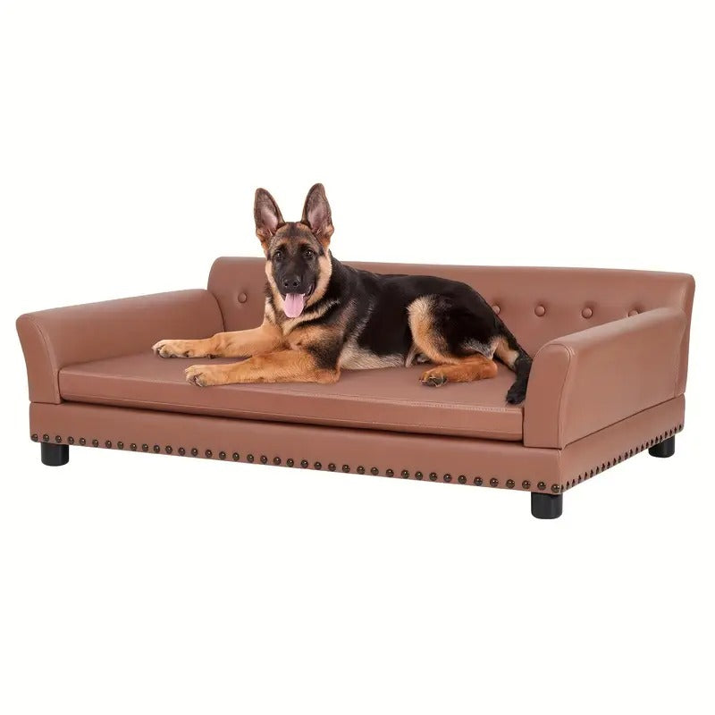 Leather Large Dog Sofa Lounge with Cushion Pet Beds - Tophatter Daily Deals