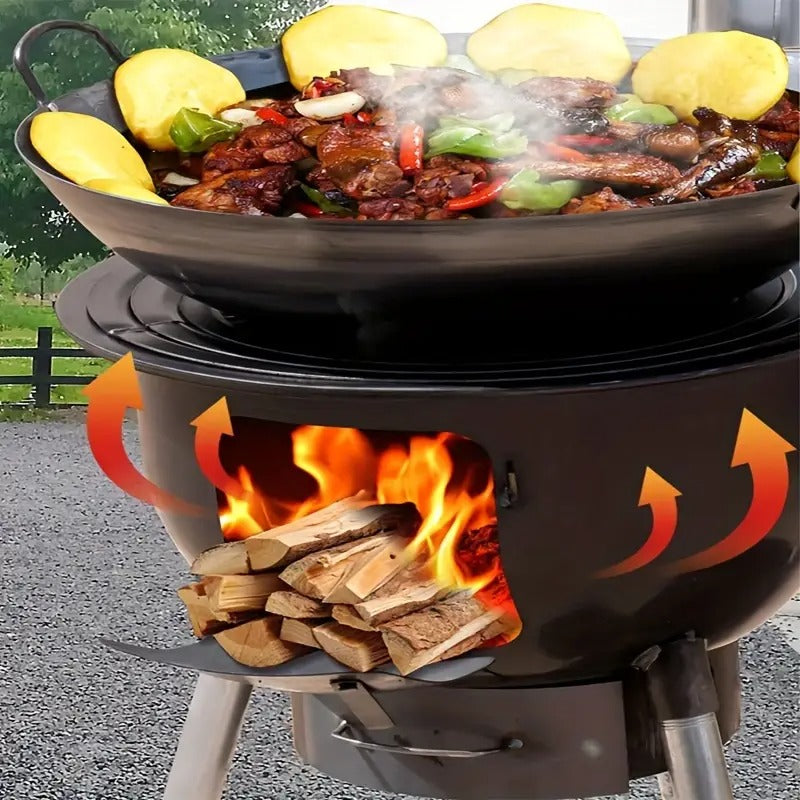 Portable Iron Camping Stove Wood Burning Outdoor Camping & Hiking - Tophatter Daily Deals