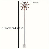 Solar Powered Metal Wind Spinner with LED Lights Outdoor & Garden Decor - Tophatter Daily Deals