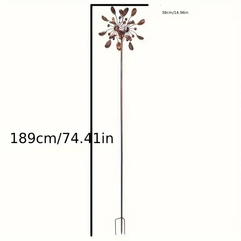 Solar Powered Metal Wind Spinner with LED Lights Outdoor & Garden Decor - Tophatter Daily Deals