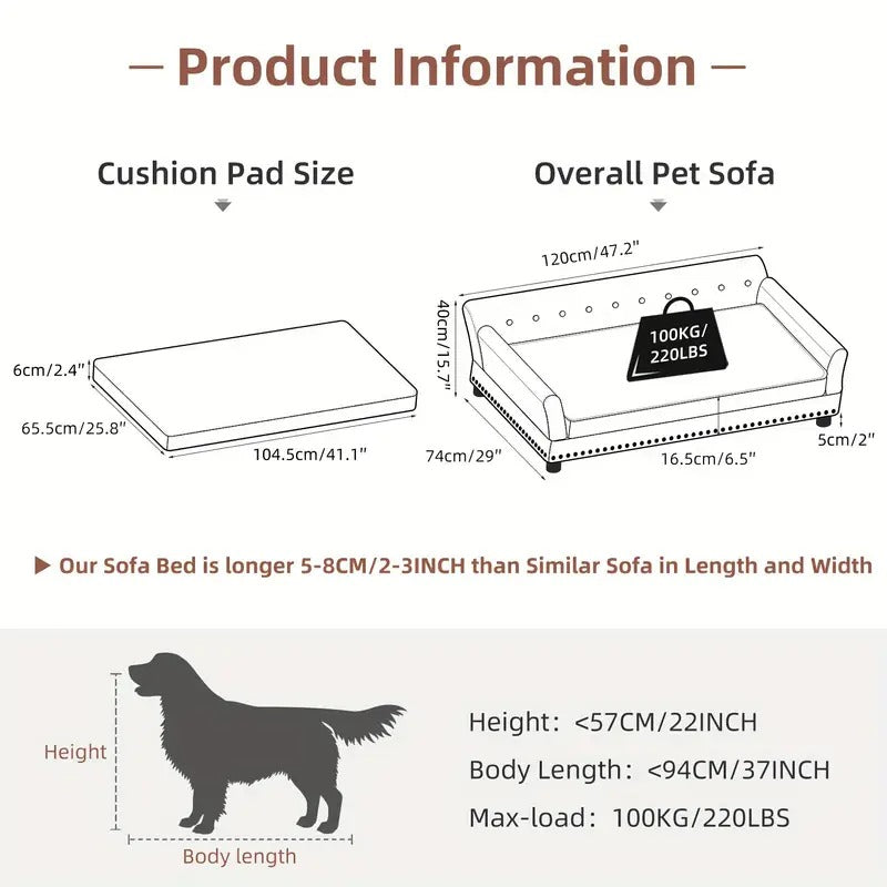 Leather Large Dog Sofa Lounge with Cushion Pet Beds - Tophatter Daily Deals