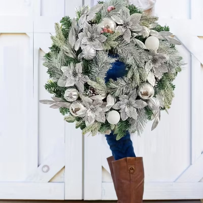 Christmas Wreath with Ornaments and Pinecones - Tophatter Daily Deals