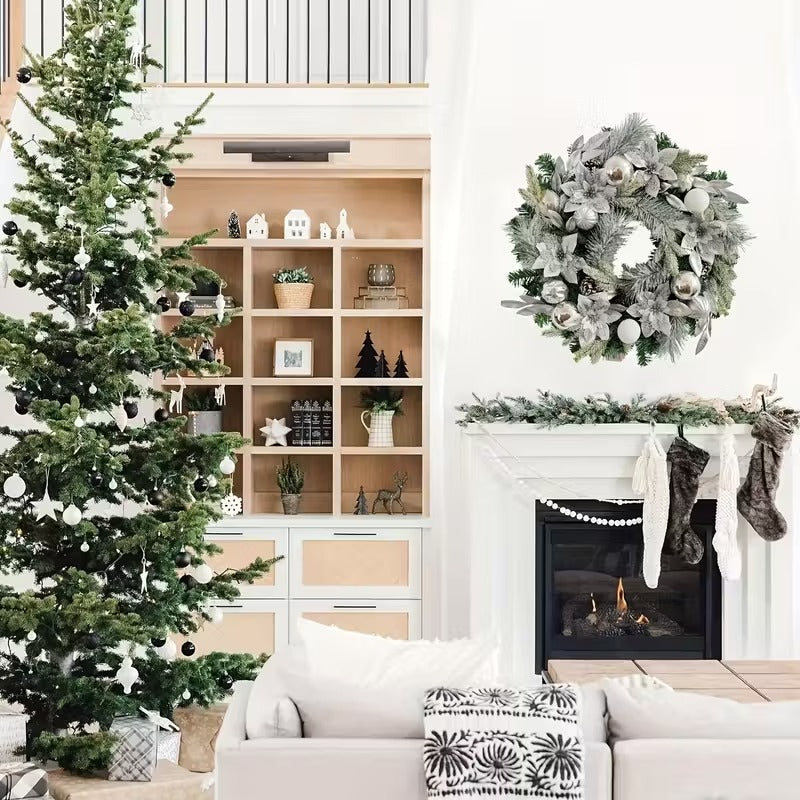 Christmas Wreath with Ornaments and Pinecones - Tophatter Daily Deals