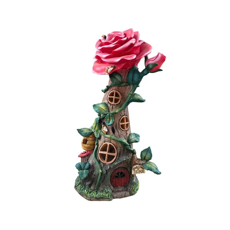 Rose House Solar Light Outdoor Resin Decoration Lawn Ornaments & Garden Sculptures - Tophatter Daily Deals