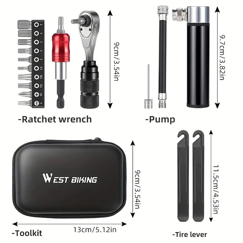 Bike Repair Tool Kit with Pump and Bag Bicycle Accessories - Tophatter Daily Deals