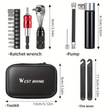 Bike Repair Tool Kit with Pump and Bag Bicycle Accessories - Tophatter Daily Deals