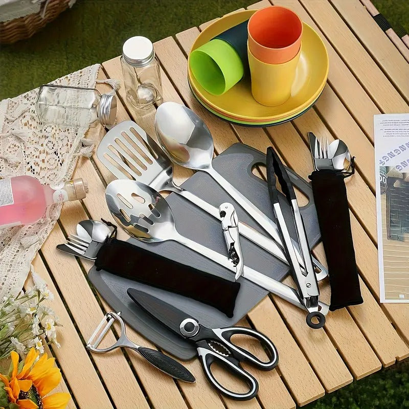Camping Cooking Set Outdoor Kitchen Utensils (31pcs) Camp Cooking - Tophatter Daily Deals