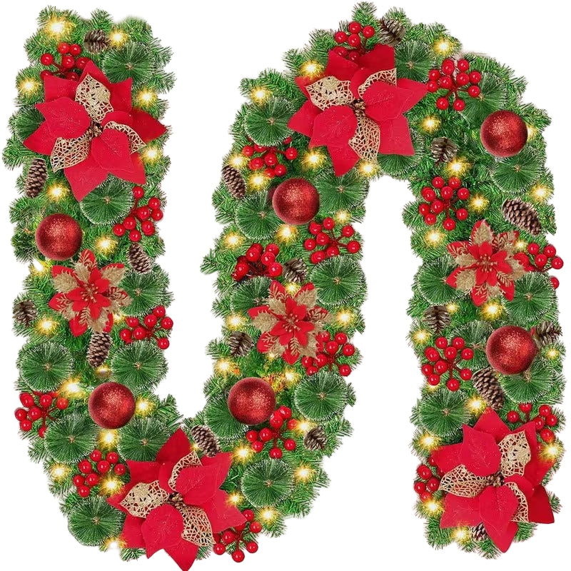 Artificial Christmas Garland with LED Lights Christmas - Tophatter Daily Deals