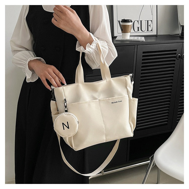 Women's Oxford Tote Crossbody Shoulder Handbag (Beige) Apparel & Accessories > Handbags, Wallet's & Cases > Handbags > Shoulder Bags - Tophatter Daily Deals