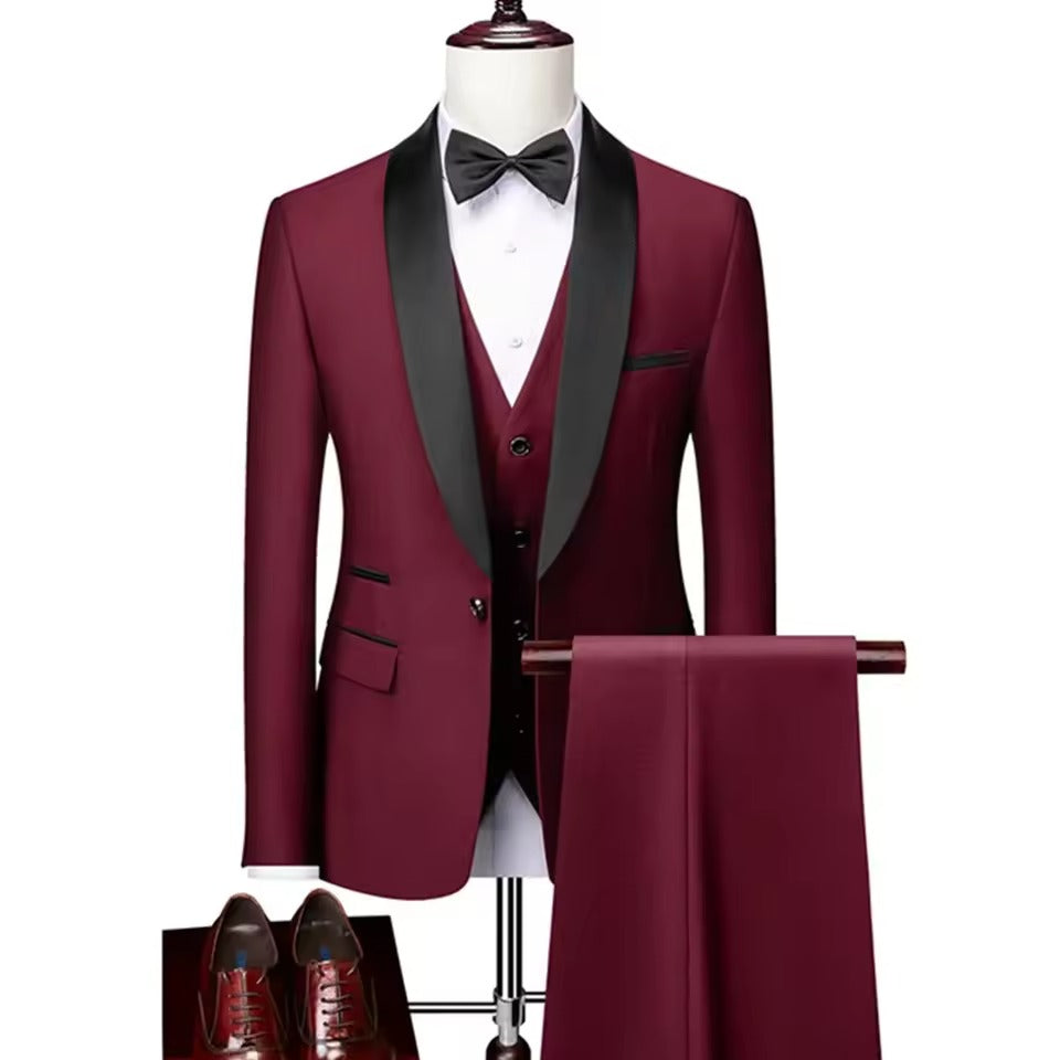Mens Skinny 3-Piece Tuxedo Set Formal Suit (Red) Apparel & Accessories > Clothing > Suits > Tuxedos - Tophatter Daily Deals