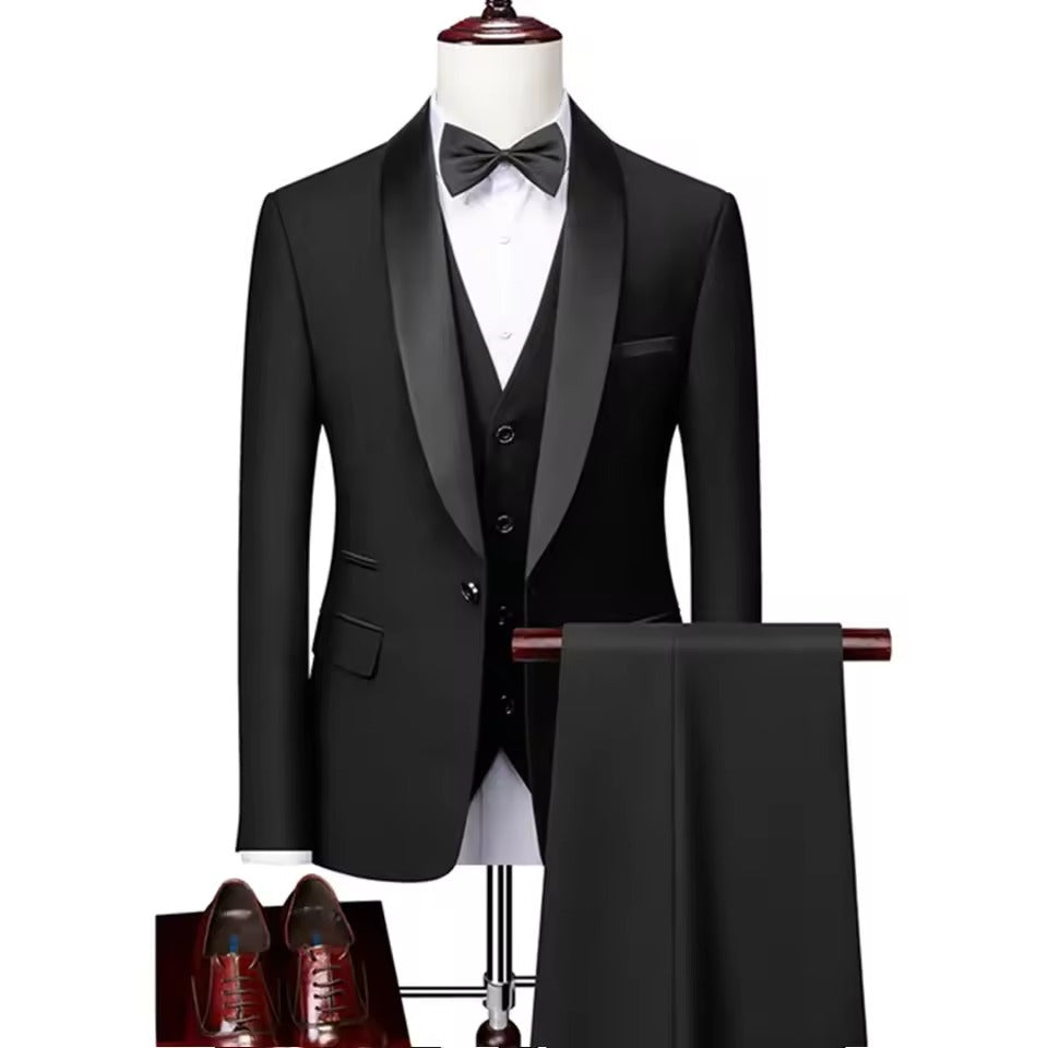 Mens Skinny 3-Piece Tuxedo Set Formal Suit (Black) Apparel & Accessories > Clothing > Suits > Tuxedos - Tophatter Daily Deals