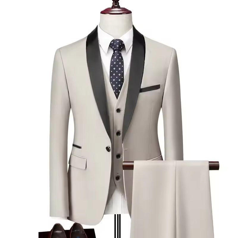 Mens Skinny 3-Piece Tuxedo Set Formal Suit (Beige) Apparel & Accessories > Clothing > Suits > Tuxedos - Tophatter Daily Deals