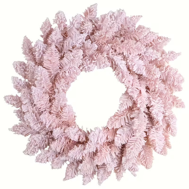 Pink Snowy Pine Christmas Wreath - Tophatter Daily Deals