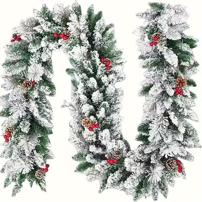 Artificial Christmas Snow Pine Wreath Garland - Tophatter Daily Deals