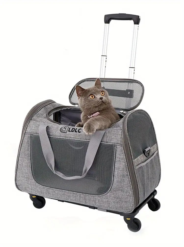 2-in-1 Cat Carrier with Wheels and Handle Pet Carriers & Crates - Tophatter Daily Deals