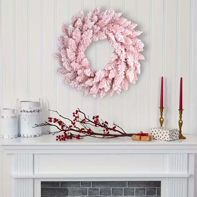 Pink Snowy Pine Christmas Wreath - Tophatter Daily Deals