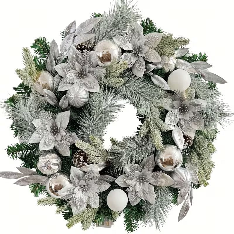 Christmas Wreath with Ornaments and Pinecones - Tophatter Daily Deals
