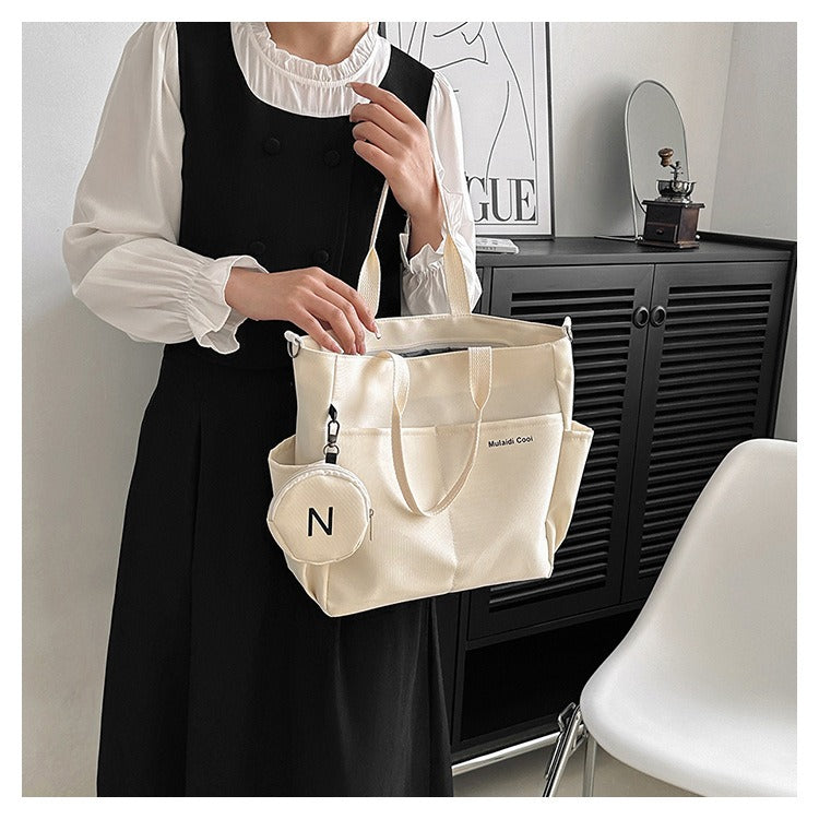 Women's Oxford Tote Crossbody Shoulder Handbag (Beige) Apparel & Accessories > Handbags, Wallet's & Cases > Handbags > Shoulder Bags - Tophatter Daily Deals