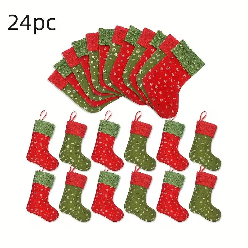 Snowflake Print Christmas Stockings Gift Bags (24pcs) Christmas - Tophatter Daily Deals