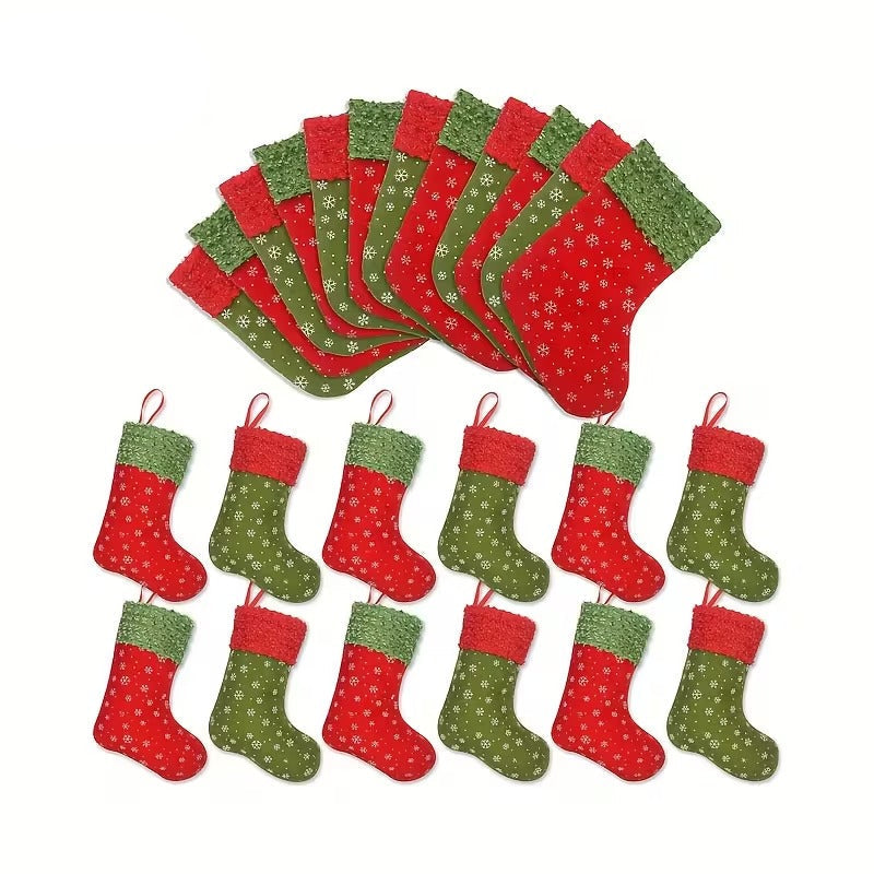 Snowflake Print Christmas Stockings Gift Bags (24pcs) Christmas - Tophatter Daily Deals