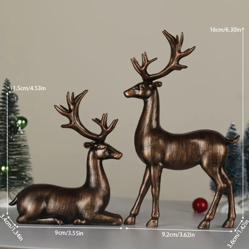 Bronze Elk Figurine Pair Christmas Decoration Christmas - Tophatter Daily Deals