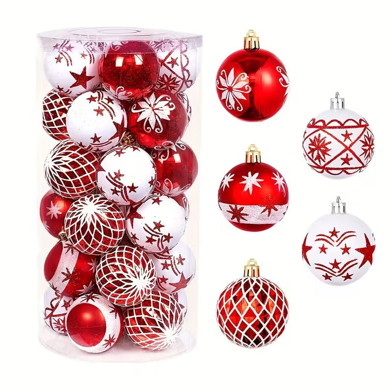 Red White Christmas Balls Ornaments Set (30pcs) Christmas - Tophatter Daily Deals