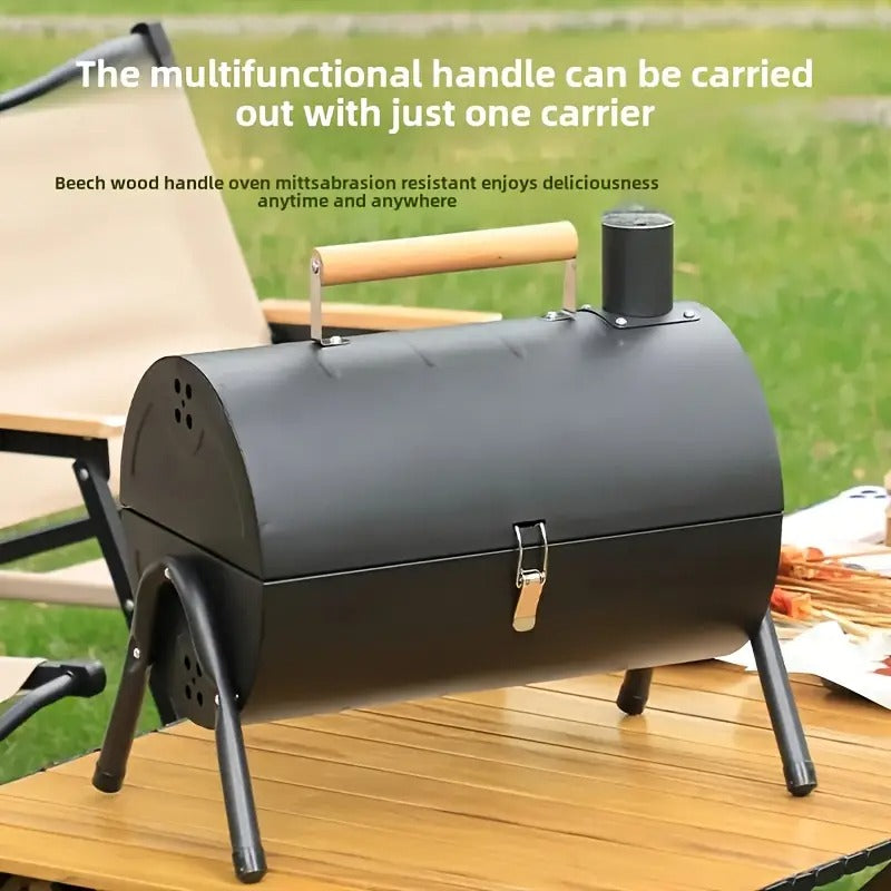 Charcoal Grill Barrel Portable Stainless Steel BBQ Outdoor Grills - Tophatter Daily Deals