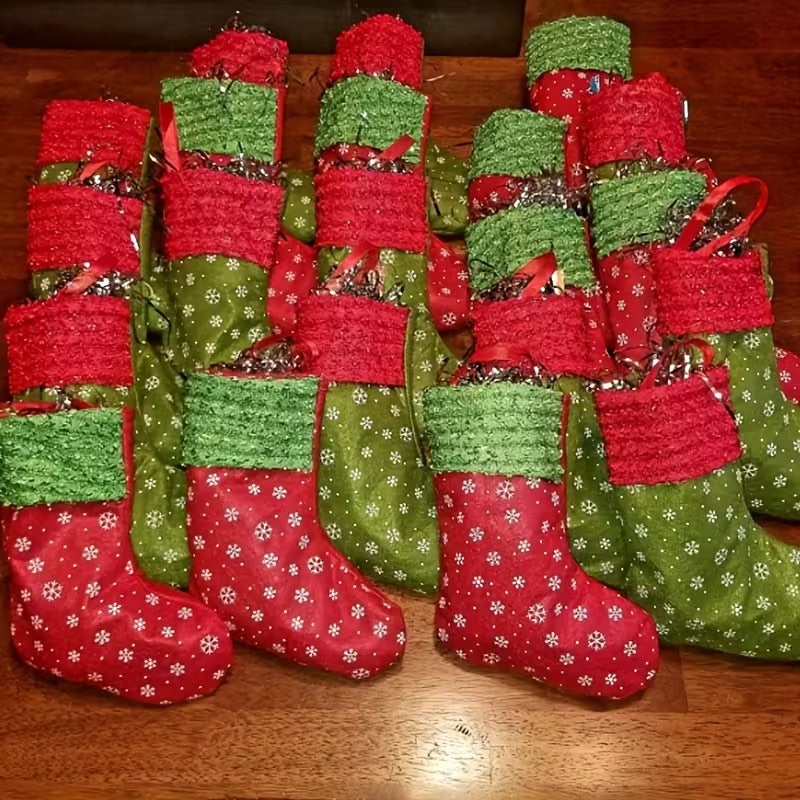 Snowflake Print Christmas Stockings Gift Bags (24pcs) Christmas - Tophatter Daily Deals