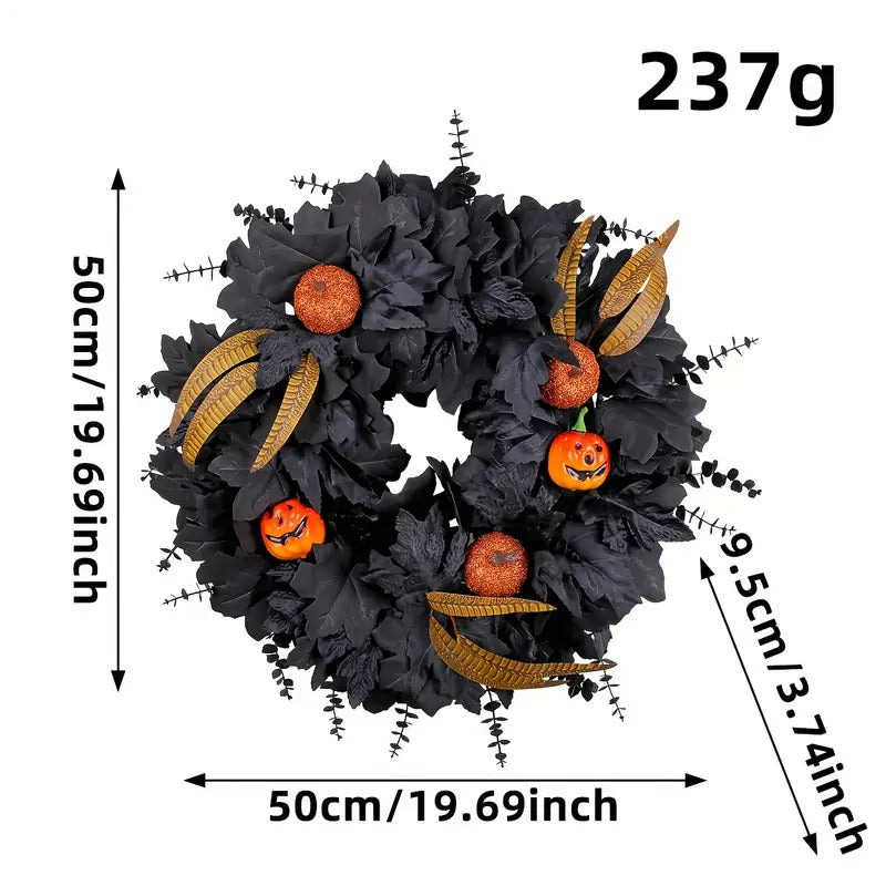 Halloween Black Pumpkin Maple Leaf Door Wreath Halloween - Tophatter Daily Deals