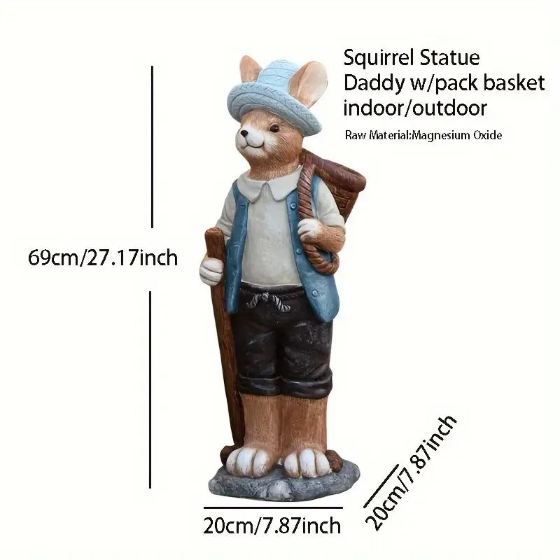 Squirrel Outdoor Garden Statue with Basket Figurines, Sculptures & Statues - Tophatter Daily Deals