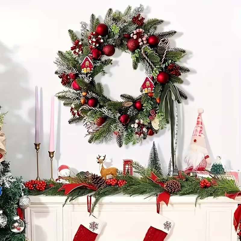 Christmas Wreath Candy Cane Wall Hanging Christmas - Tophatter Daily Deals