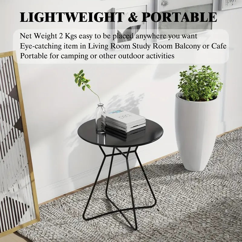 Iron Round Side Table Indoor Outdoor Use End & Side Tables - Tophatter Daily Deals