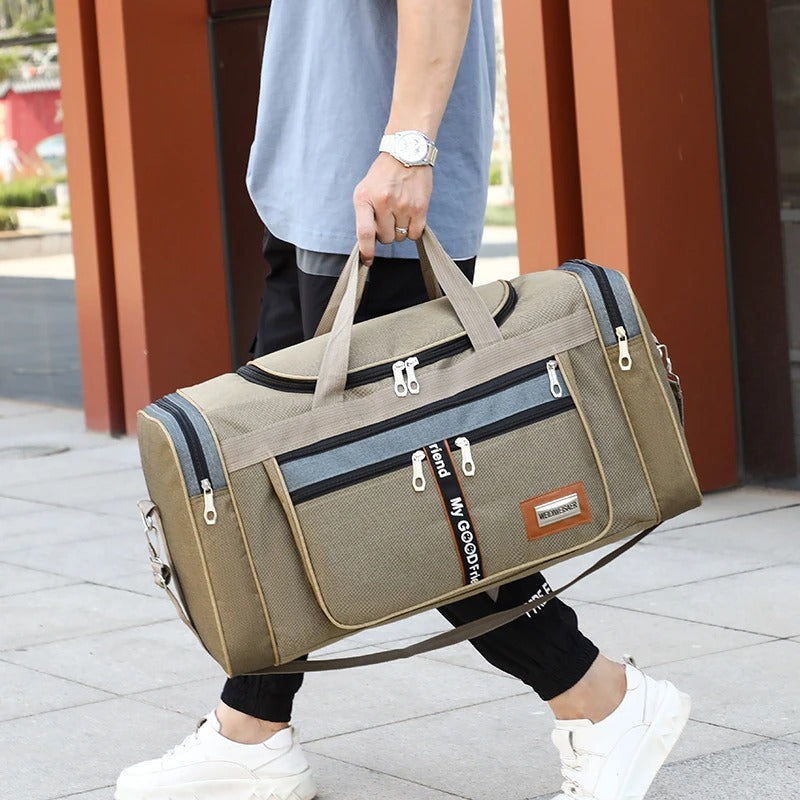 Travel Duffel Nylon Bag for Men and Women (Khaki) Luggage & Bags > Duffel Bags > Gym Duffel Bags - Tophatter Daily Deals