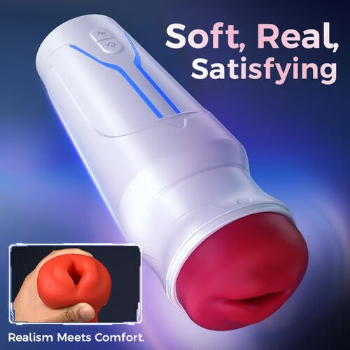 Soren - City Lights Red Sucking Mouth Vibrating Male Stroker Masturbation Cup - Tophatter Daily Deals
